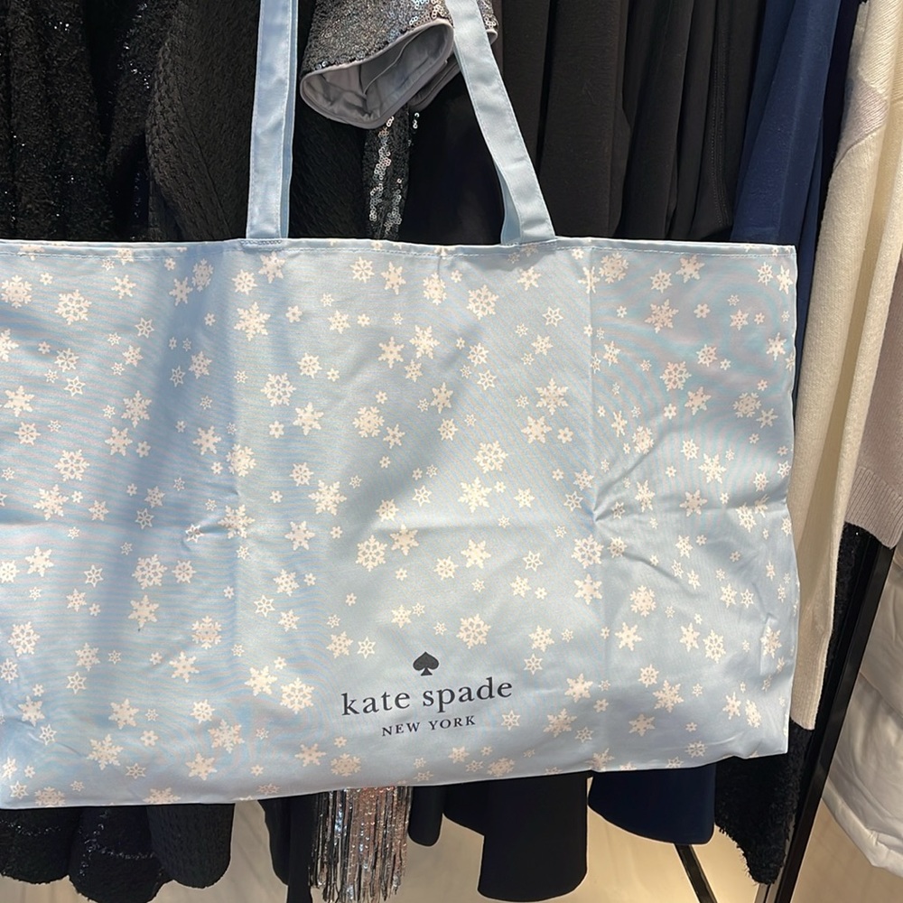 Kate Spade Snow Flakes Canvas Tote XL Reusable Shopping Beach Bag - Picture 6 of 16